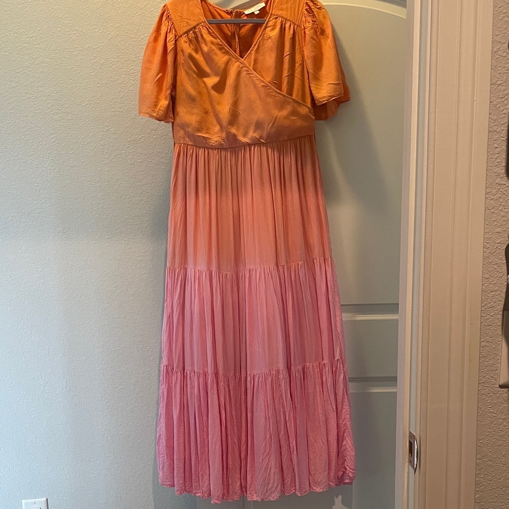Ivy City Co Orange and Pink Maxi Dress